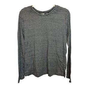 Comfy USA Shirt Women's XL Long Sleeves Stripes Black Gray